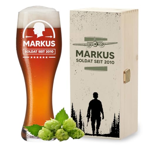 polar-effekt Verre à bière blanche 0,5 l avec gravure et caisse en bois avec impression UV pour hommes – Coffret cadeau personnalisé pour les buveurs de bière – Idéal pour la fête des pères et un