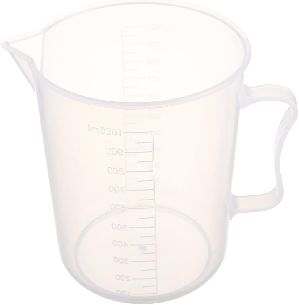 Othmro 1L/33.82oz Plastic Measuring Graduated Mixing Pitcher Pouring Cup Mix Paint Lab Kitchen Liquids 5pcs Measuring Pitcher Measuring Cup Graduated with Handle Spout Multipurpose Plastic Beaker