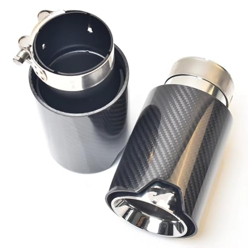 Punta de escape para coche ajustable 76-93 mm de acero y carbono sarga negro brillante 6