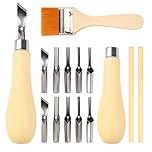 2 Set Lino Cutting Tools, Professional Lino Cutting Kit for Printmaking and Sculpture,Lino Cutter Includes Handle and Brush, Ideal for Artists and DIY Projects