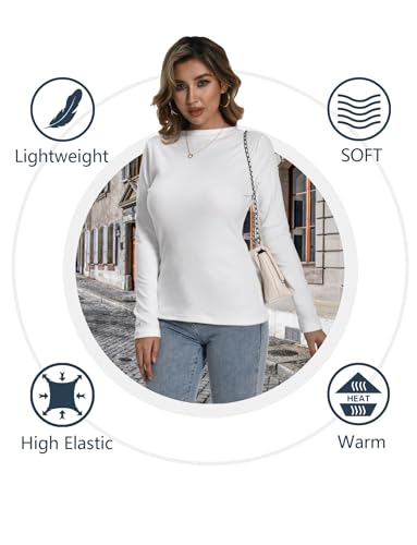4 Pack Women Thermal Long Sleeve Shirts Crew Neck Double-Sided Fleece Lined Base Layer Undershirt Tops Cold Weather4