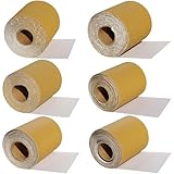 Total 30 Yards 2-3/4' Wide PSA Continuous Roll Kit - 60, 80, 120, 220, 320, 400 Grit Longboard Sandpaper, Self Adhesive Stickyback Sanding Sheets Paper for Automotive, Woodworking Sanding Blocks