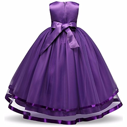 Image of Baby Girl's Purple Fit & Flare Long Dress /Birthday Gown (WLT-066 6-7Years Kidswear)