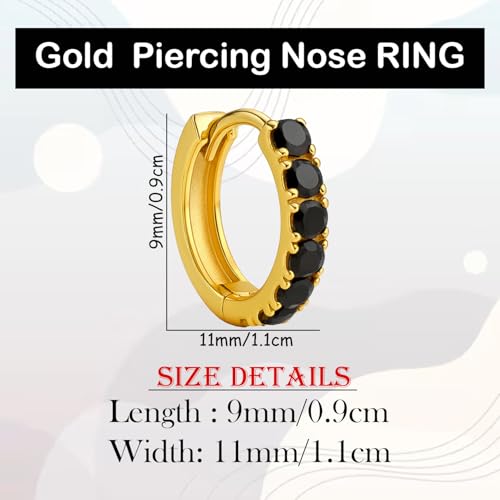 Image of VAMA FASHIONS Silver Gold Rosegold Crystal Stone Piercing Ring Nose Pin Pierced Hole Type Nosepin for Women & Girls