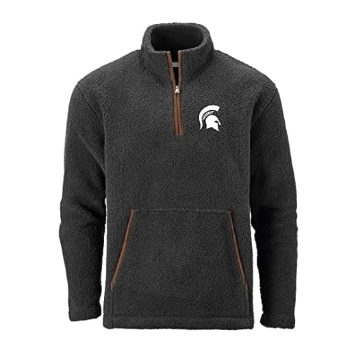 boxercraft Men's Michigan State University Everest Fleece Pullover, Black, M
