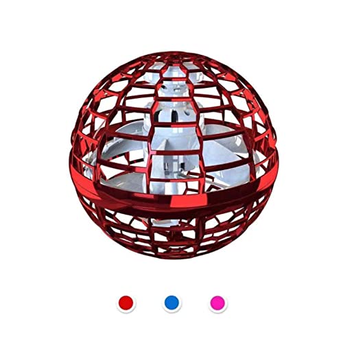 Flying Orb Ball Hover Ball Toy Led Lights Floating Infinity Fly Orb Boomerang Ball 360°Rotating Hover Ball Outdoor Cool Things Toy for Adult Kid Playing Red