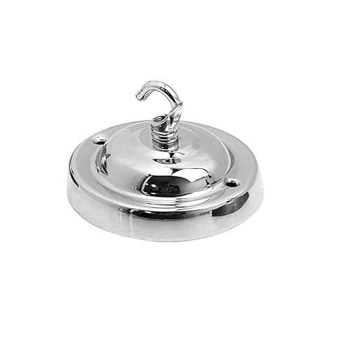 LEDSone Piastra di Attacco a Soffitto Vintage in Metallo Cromato 10,5 cm, Singolo Montaggio Esterno Antico con Accessori per Lampadari, Lampade a Sospensione, Lampade da Parete, Lampade a Sospensione