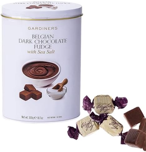 Gardiners of Scotland Handmade Fudge, Belgian Dark Chocolate & Sea Salt Fudge 10.6 Ounce Tin