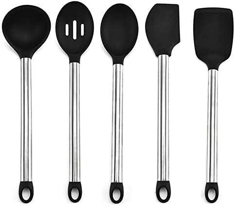 Silicone Cooking Kitchen Utensils Set Stainless Steel Handle Turner Spatula Spoon Tongs Whisk Cookware Kitchen Tools Set