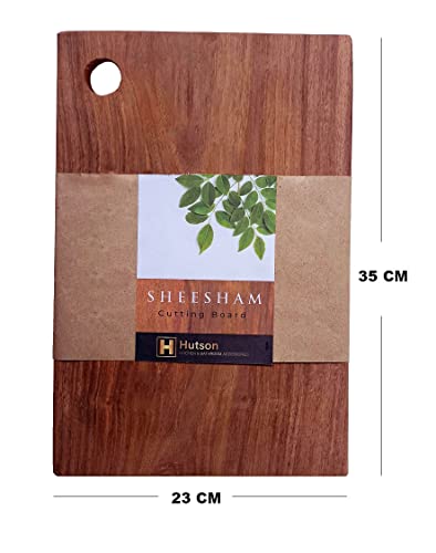 Image of Hutson Sheesham Wood Antibacterial Reversible Cutting Board for Kitchen (14 inch x 9 inch x 0.75 inch) - Heavy Duty Wooden Chopping Board for Vegetables, Meat & Fruits, Natural Food Safe Finish