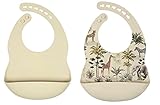 BabyPops Alimentacion de bebé: Set 2 Baberos (Estampado y Liso). (Crema-Selva)....