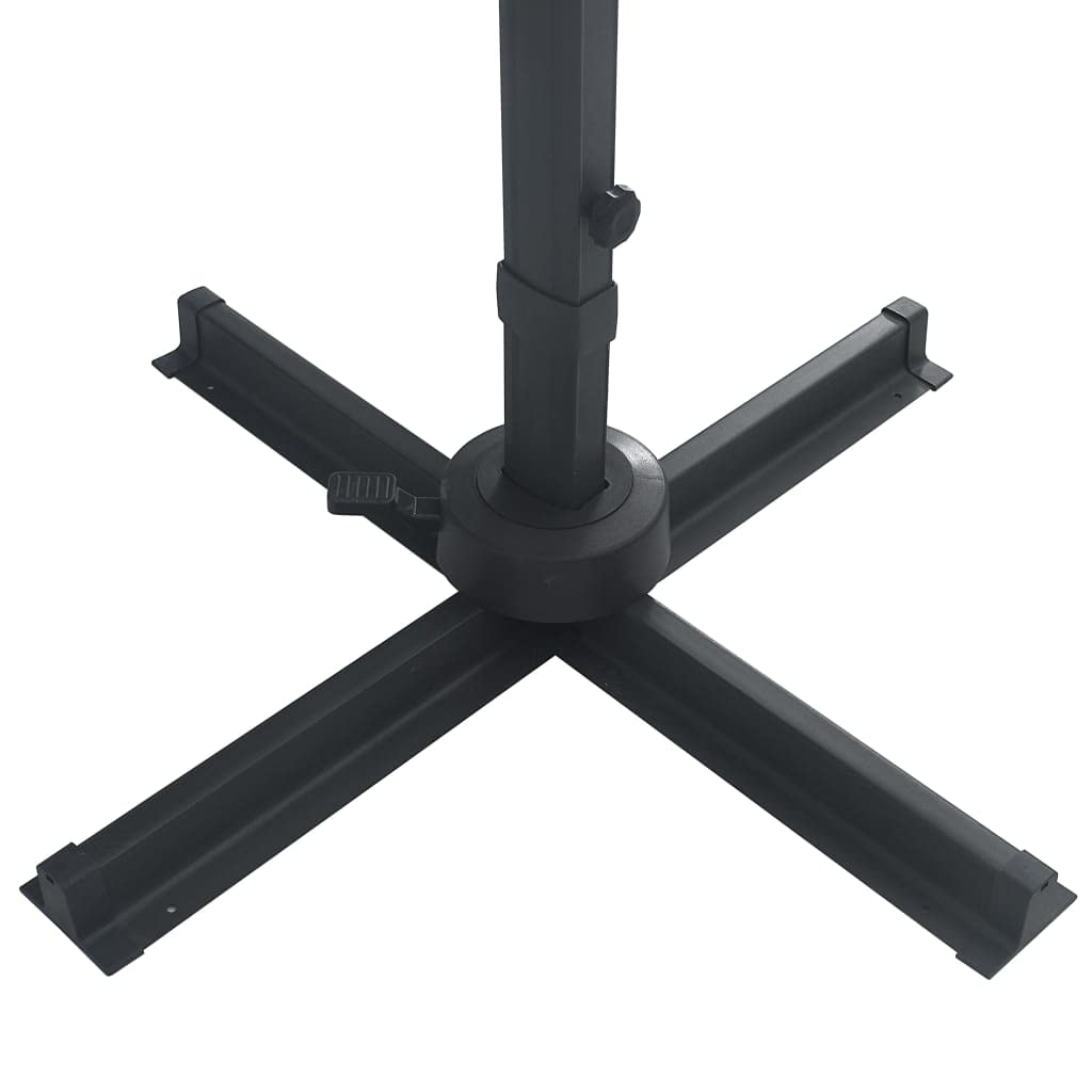 Homgoday Sombrilla voladiza Luces LED Poste Aluminio Antracita 4x3 m Sombrilla de Jardín,Protección UV Sombrilla Jardín Grande Orientable Jardín Parasol Balcón
