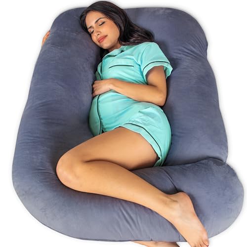U-Shape Pregnancy Pillow Pharmedoc Pregnancy Pillows, U-Shape Full Body Pillow -Removable Cover Jumbo Size - Gray - Pregnancy...