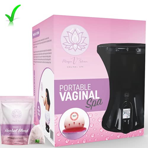 Magic V Steam Seat Yoni Steam Seat Comes with Yoni Steam Herbs 6 Ready to V Steam Herbs Tea Bags Vaginal Cleansing, Ph Balance & Postpartum Care, Black Edition