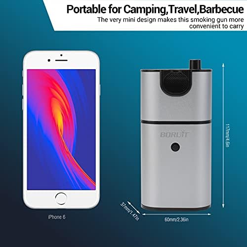 BORUIT Smoking Gun BBQ Cold Food Smoker,Portable Smoke Infuser Cheeses Salmon Sausage Meat Cocktail Smoker Handheld Portable BBQ Smoker with Wood Chips
