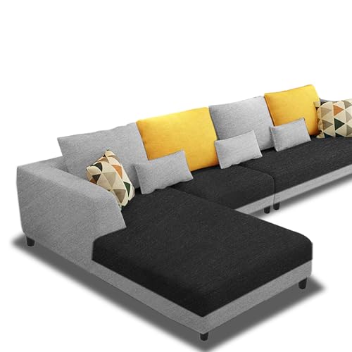 Image of Galib LHS 6 Seater L Shape Sofa Set for Living Room (Black Grey Fabric) Premium Fabric Sofa