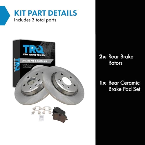 Image of TRQ Rear Brake Pad and Rotor Set Ceramic Compatible with 2012-2013 Audi A6 A7 Quattro 2013 A6 Quattro