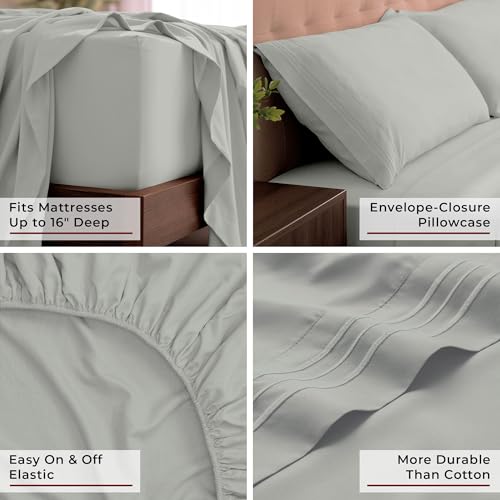 Image of Mellanni King Sheets Set - 4 PC Iconic Collection Bedding | Hotel Luxury, Extra Soft, Cooling Bed Sheets - Wrinkle, Fade, Stain Resistant (King, Spa Mint)