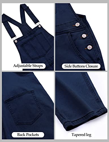 luvamia Women's Casual Adjustable Denim Bib Overalls Jeans Pants Fashion Loose Overall Jumpsuits Deep Blue Size Medium