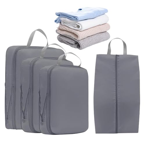 Sacche Organizzatrici per Bagagli,Set Organizzatore con Doppia Cerniera per Bagaglio a Mano | 4 Pezzi Accessori per Bagaglio a Mano con Risparmio Spazio per Organizzazione Vestiti per Viaggi su Strada