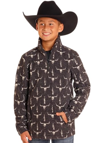 Rock & Roll Denim Kids' Steer Skull Quarter Zip Pullover