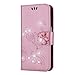 Produktbild Homikon PU Leder Hülle Retro Schön Liebesblume Schutzhülle Brieftasche Glitzer Strass Diamant Handyhülle Kunstleder Silikon Tasche Ständer Book Case Kompatibel mit Samsung Galaxy A50 - Roségold