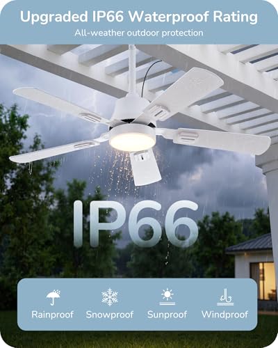 42" EDISHINE Outdoor Ceiling Fan w/ Light, App & Remote Control (White or Black) - image 2