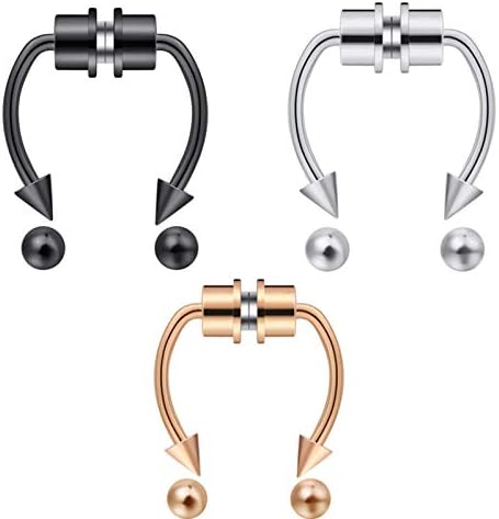 outerunner Fake Nose Ring Septum Piercing Magnet Magnetic Nose Hoop Rings Faux Septum Rings Non Piercing Clip On Nose Hoop Rings