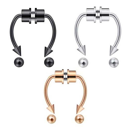 outerunner Fake Nose Ring Septum Piercing Magnet Magnetic Nose Hoop Rings Faux Septum Rings Non Piercing Clip On Nose Hoop Rings