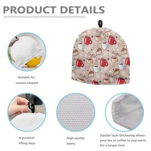 Image of Coffee Teapot Cover Tea Cozy for Teapot Insulated Kitchen Accessory Tea Pot Cozy for Keeping Warm Brown Home Decor
