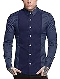 Daupanzees Mens Regular Fit Long Sleeve Elegant Lace Prom Performing Shirts Tuxedo Dress Shirts Navy