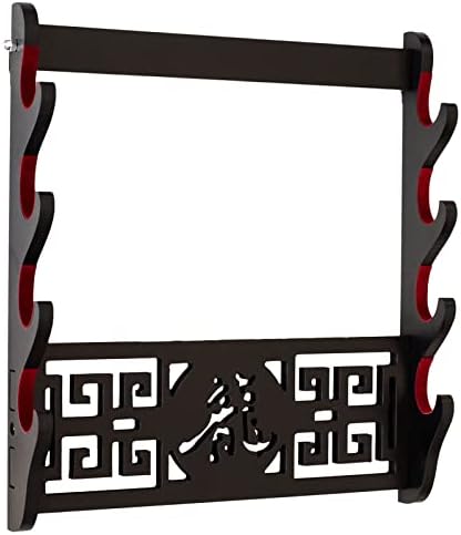 Samurai Sword Stand Wall Mount - 4 Tier Martial arts Weapons Holder Fleece Protection Display Stand Katana Wakizashi Tanto Wall Hanger Sword Rack (Longzi Payment)