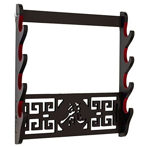 Samurai Sword Stand Wall Mount - 4 Tier Martial Arts Weapons Holder Fleece Protection Display Stand Katana Wakizashi Tanto Wall Hanger Sword Rack (Longzi Payment) #TOP2