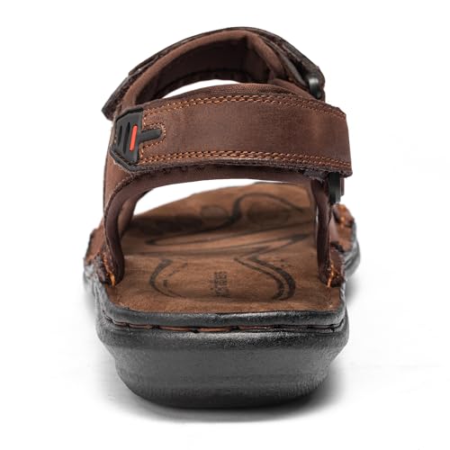 Image of ArcBrothers Men's Premium Leather Sandals - Classic Roman Style Open Toe Sandals - Cushioned Heel, Non-Slip & Sturdy Support