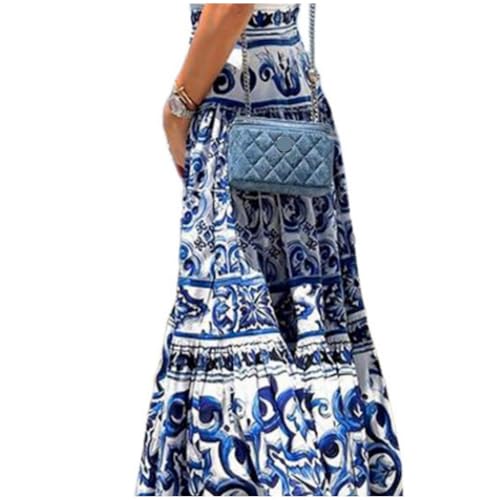 Skirt for Women Spring Printed Boho Loose High Waist Maix Blue Holiday Beach Ladies4