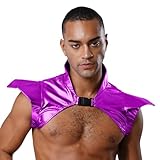 Riismen Adult Unisex Hombre Gothic Harness Shrugh Tops Shiny Metallic Steampunk Armor Costume Púrpura XL