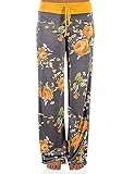 ROSA JUNIO Women's Comfy Pyjamas Casual Drawstring Floral Palazzo Lounge Stretch Wide Leg Pants, Dar