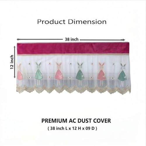 Image of TAG24 Premium Polyester Split AC Cover | Dust Protection, Washable, Open-Type Design for Running AC | 34 x 12 x 9 Inch (Pink Doll)