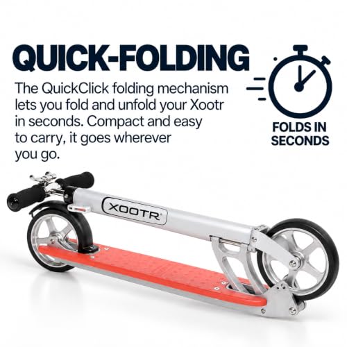 Image of XOOTR Dash Adult Kick Scooter - Lightweight 10 lb Design, 330 lb Weight Capacity, QuickClick Folding System, Front & Rear Brakes