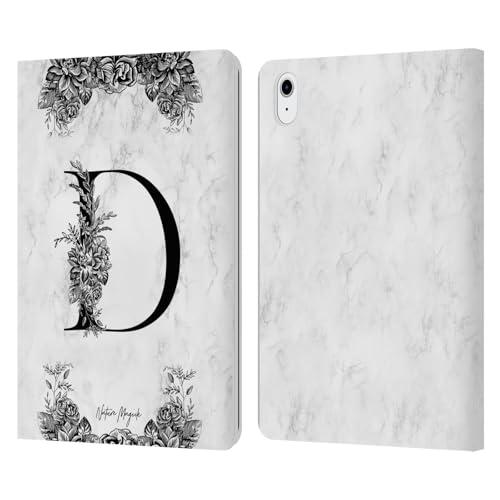 Étui en cuir iPad Air 2020 haut de gamme Nature Magick Monogramme Lettre D finition marbre
