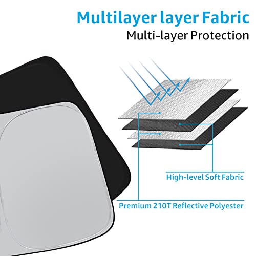 Image of Proadsy Front Windshield and Side Windows Custom Fit 2018-2025 2026 Freightliner Cascadia, Semi-Truck Semi, Commercial & Big Rig Truck Sun Shade Foldable Sun Protector Privacy Cover