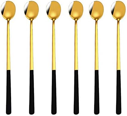 Miniatura 8 de MBBITL - Juego de 6 cucharas de café para hielo (9.0in), color dorado rosa