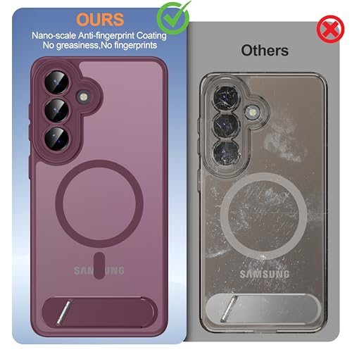AMILIFECASES Magnetic for Samsung Galaxy S26+ Plus Case, [Compatible with MagSafe][Full Camera Protection][Built-in Invisible Kickstand] Translucent Matte Phone Case for S26 Plus 6.7" - Wine Red by AMILIFECASES - Used condition - Image 7
