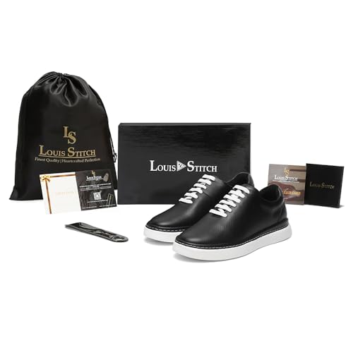 Image of LOUIS STITCH Play Men's Egyptian Black Fashion Sneakers for Men All Day Comfortable Wear (SNK-FSD)