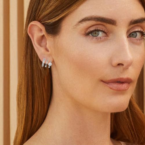 Image of Obidos 14K Gold Plated Illusion Stud Earrings for Women | Triple Huggie Hoop Earrings for One Hole| Trendy Simple Hypoallergenic Fashion Accessories Gold Jewelry Gifts for Womens