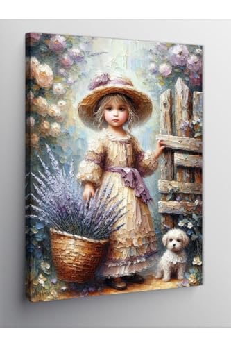 Tablo Mega Kanvas Tablo Küçük Kız Ve Yavru Köpek 100 X 140 Cnvsdkey-116033-100-140