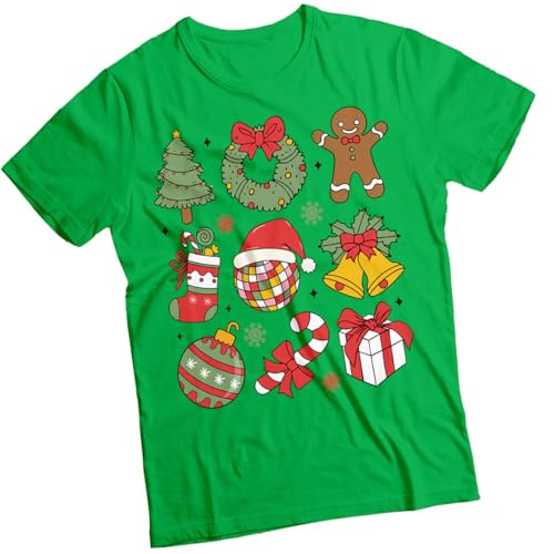 Mens and Womens Christmas Tree Ornament Christmas T-Shirt Tee #MC Unisex Large Irish Green