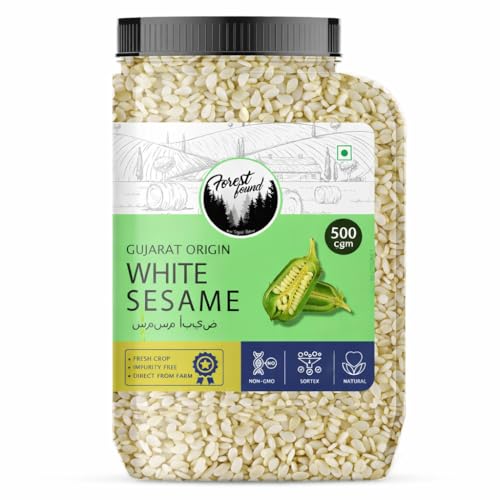 Image of Forest Found White Sesame Seeds - 500g | Unpolished Safed Til for Cooking & Laddu | High Calcium & Protein Superfood | Nutrient-Rich Seeds for Keto, Baking & Skin Health | Fresh Winter Special Til