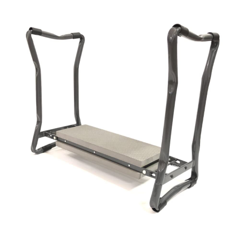 Mehrzweck-Gartenkniebank, tragbarer Klappsitz, 2-in-1-Gartenbank mit Griffen, 2 extra große Werkzeugtaschen, Kniekissen, 60 x 28 x 49 cm
