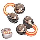 xzqioue Wireless Clip On Earbuds with Cool LED Light, 2-in-1 Flashlight Charging Case, Glowing Bluetooth Headphones for Night Running & Gaming, Gifts for Men